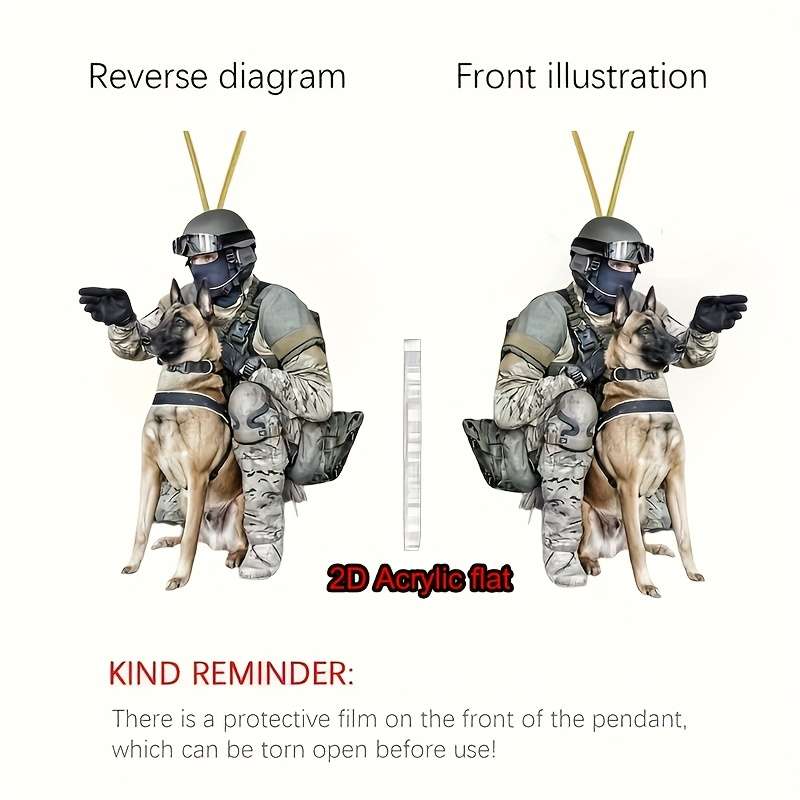 1pc 2D Flat   1 Acrylic Training Dog Car Rearview Mirror Pendant  Multi-Functional Pendan