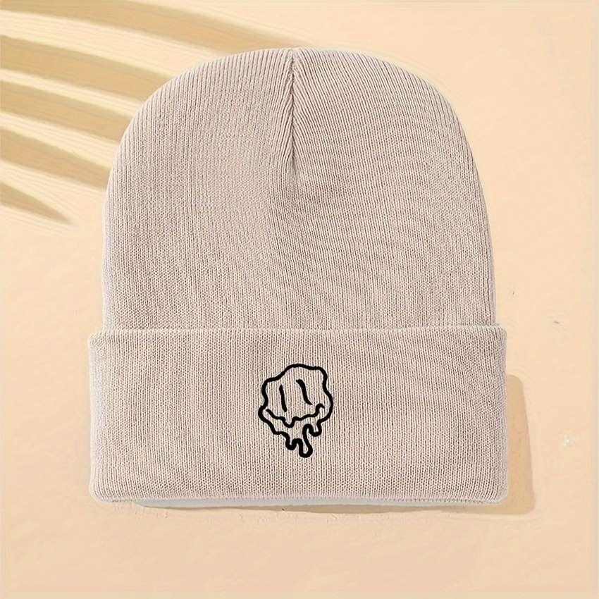 1pc Acrylic Knit Beanie Hat Casual Style Solid Color Warm Cap with Medium Stretch Hand Washab