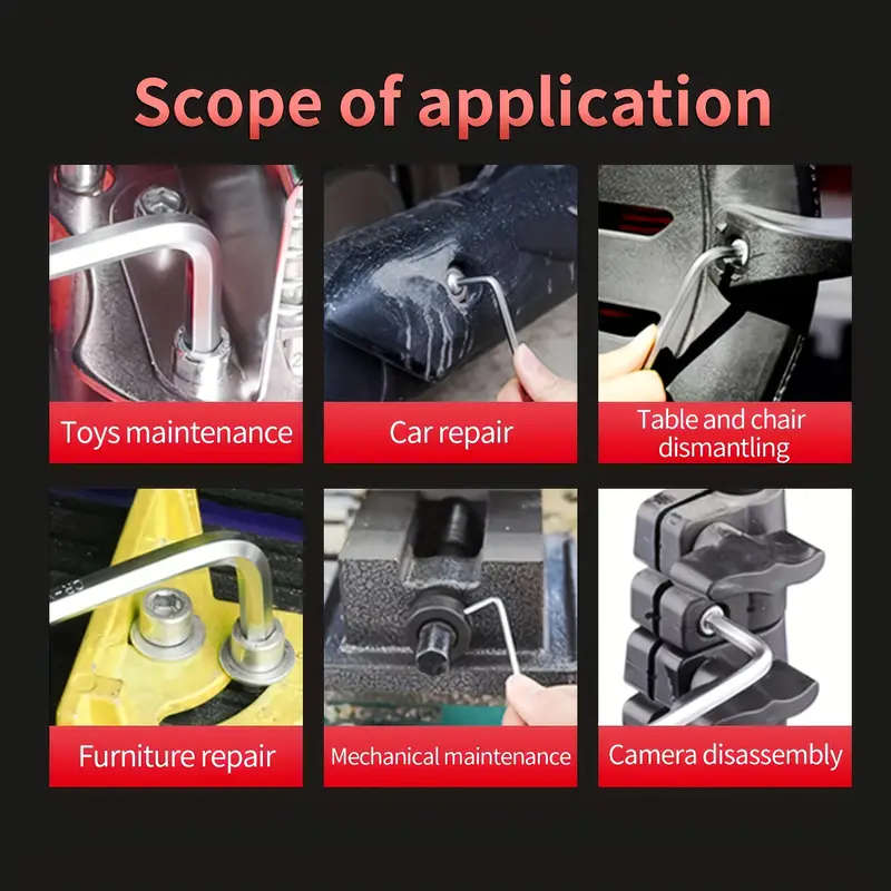 8pcs Hex Key Wrench Set Metric Imperial Sizes L-Shaped Tools for Easy Pocket Carry Perfect for Outdo