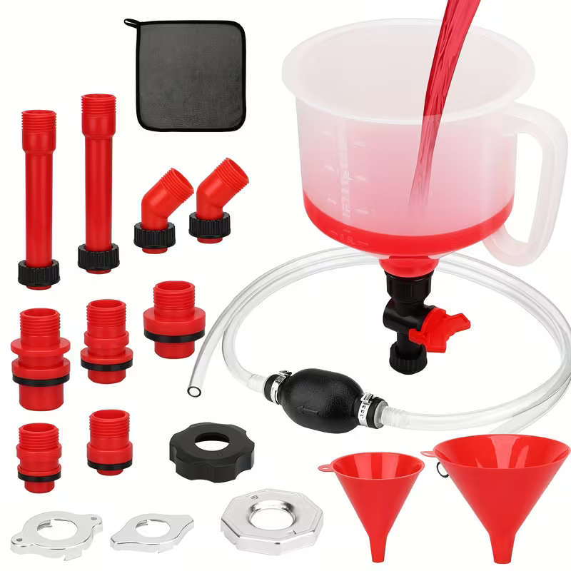 22pcs No-Spill Coolant Filling Funnel Kit And Siphon Hose Pump