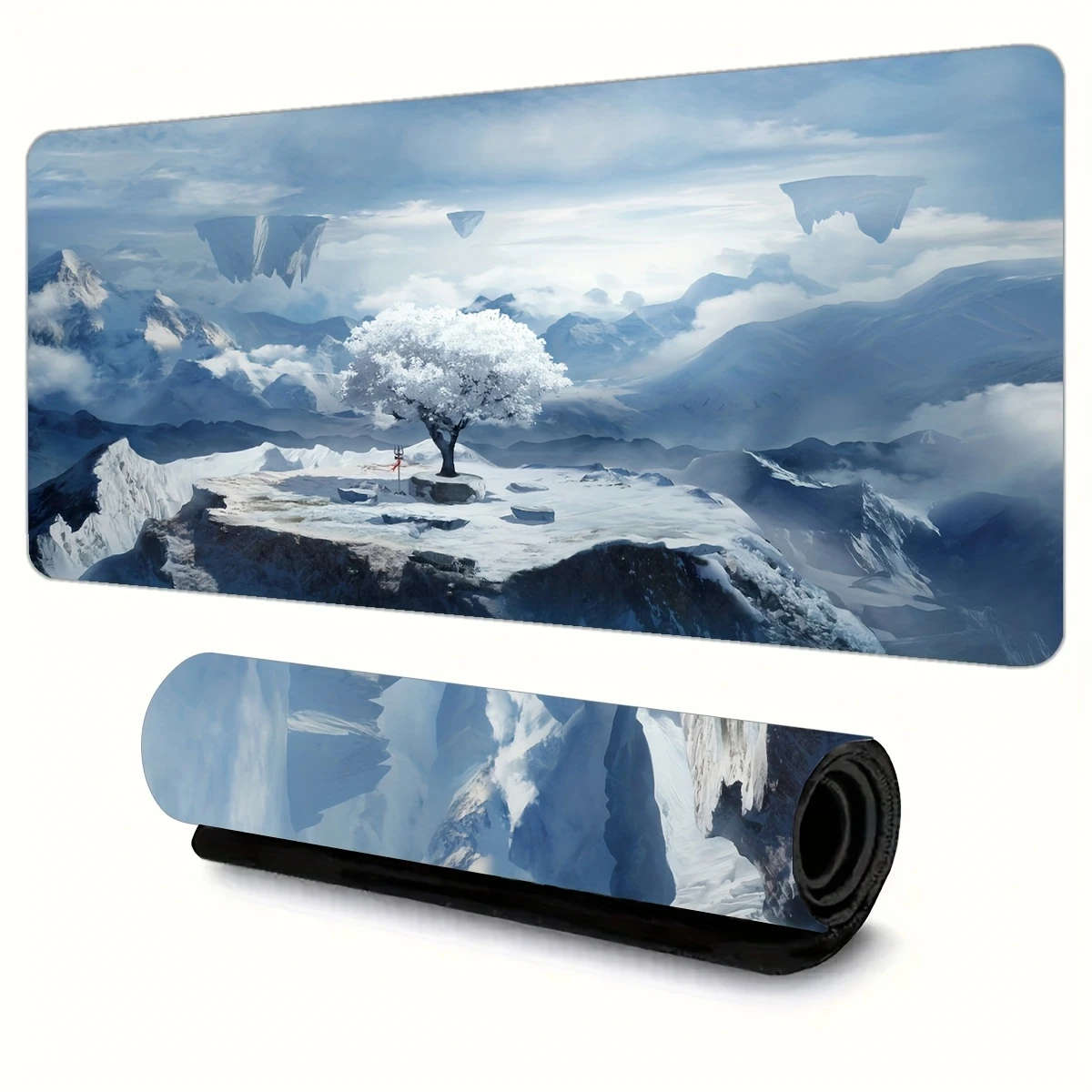 40x90cm Ice and Snow Floating Mountain Scenery Mouse Pad Soft Touch Office Desk Accessory