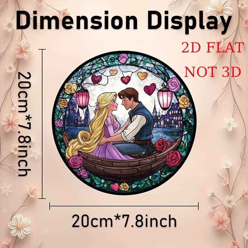 2D Flat Tangled Rapunzel Flynn Rider Suncatcher Colorful Acrylic Window Decor