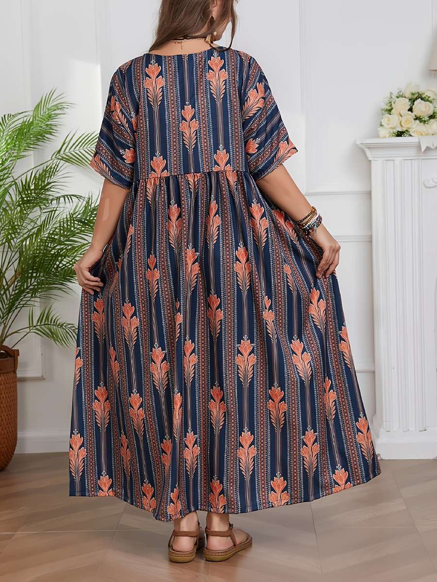 Women S Dress Color Blue Orange Size 5Xl