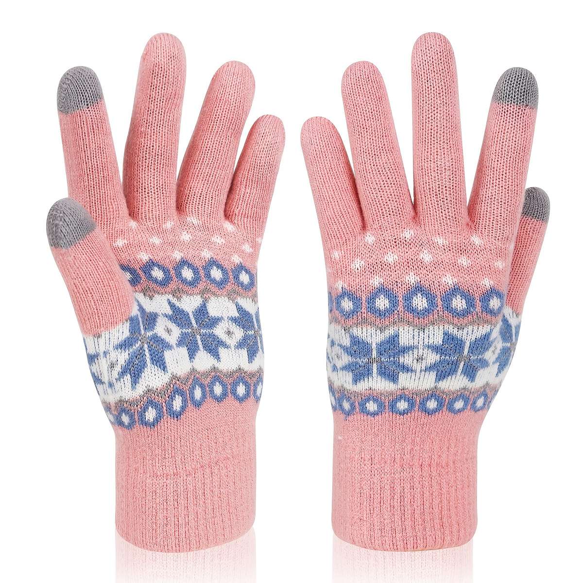 1 Pair Light Grey Warm Gloves