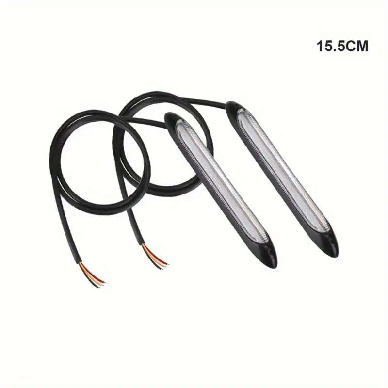 2pcs 15.5cm 12V LED Daytime Running Lights White Yellow Strip