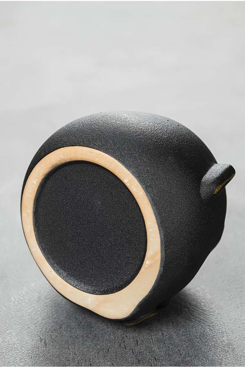 Unique Ceramic Ashtray With Lid C Stylish Cowboy Hat Design Black Yellow Aesthetic Home Deco