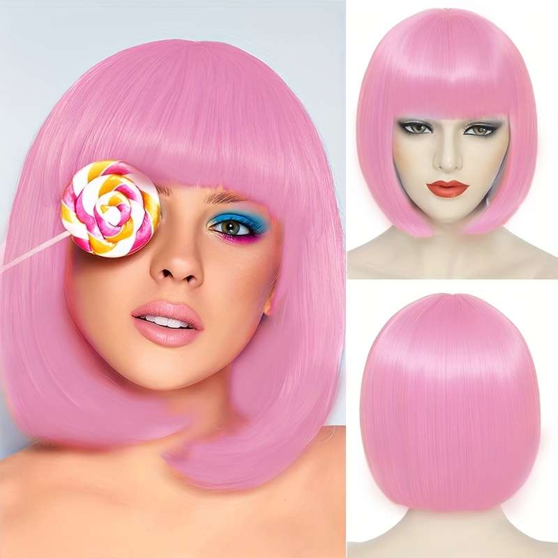 Dark Pink 25.4cm Fashion Design Wig