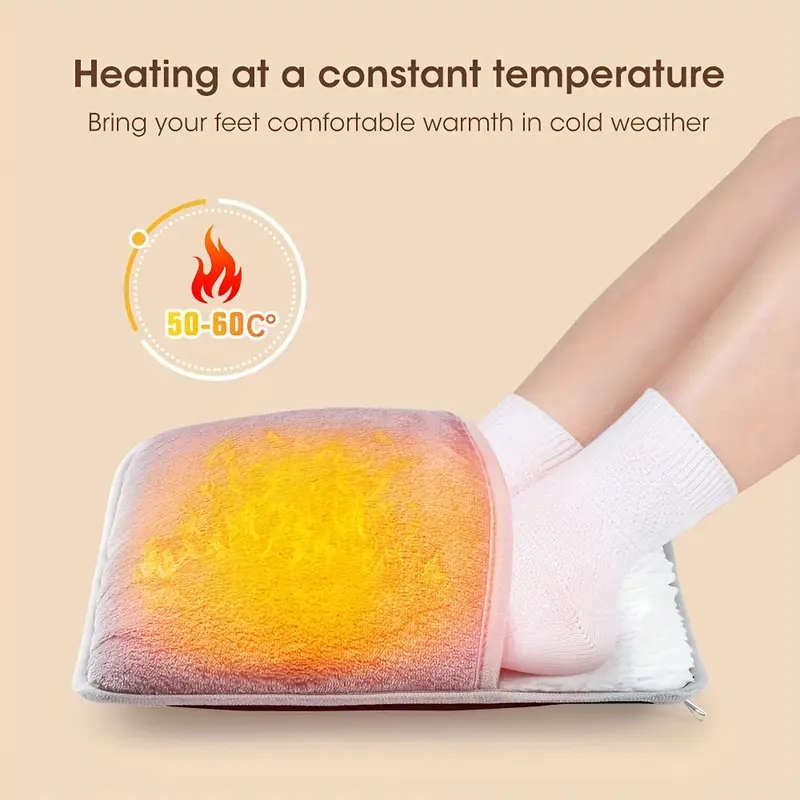 1pc USB-Powered Electric Foot Warmer Washable Flannel Heating Pad for Cozy Home Comfort