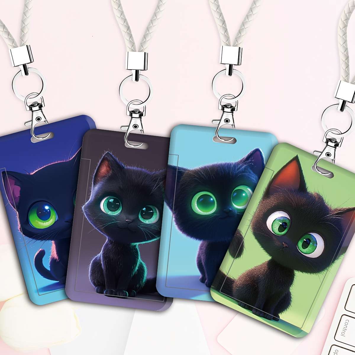 Cute Ghost Black Cat Series Id Badge Holders