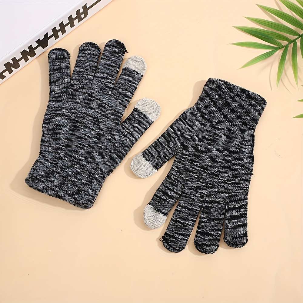 1 Pair Light Grey Warm Gloves