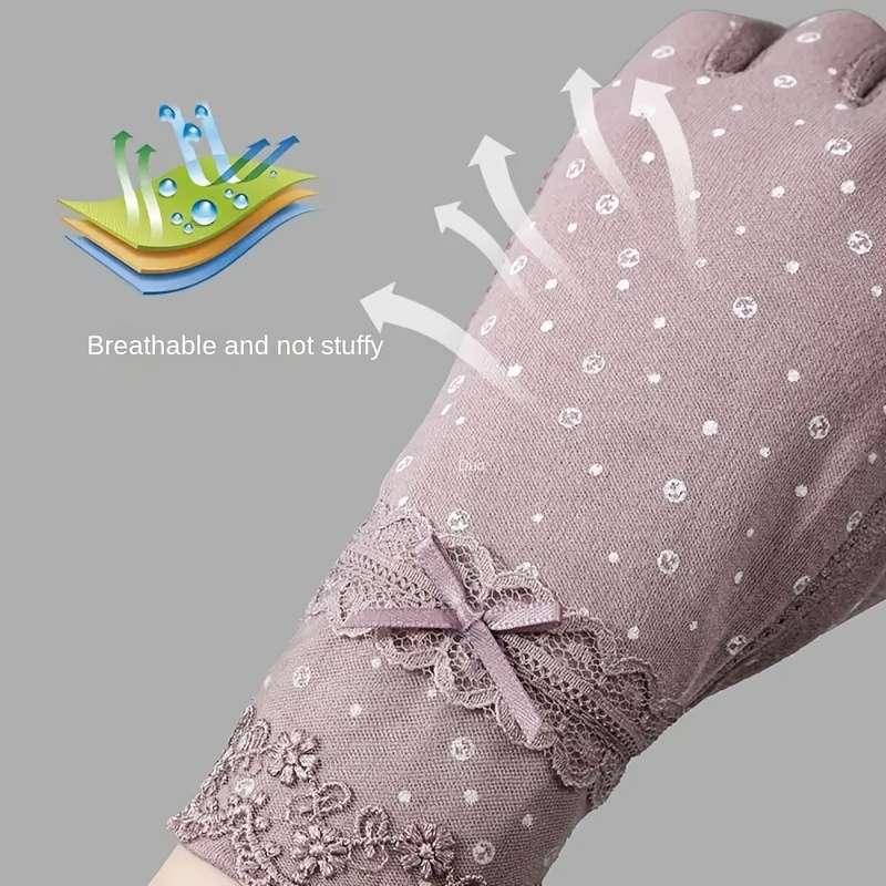1 Pair Light Pink Summer Lace Gloves