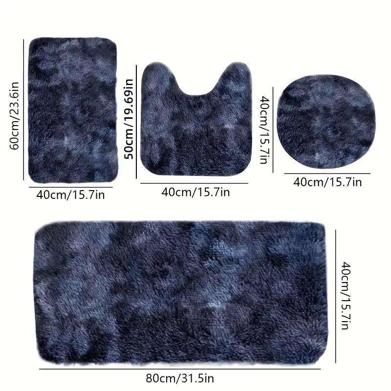 Soft Absorbent Non-slip Thick Polyester Bathroom Mat Set