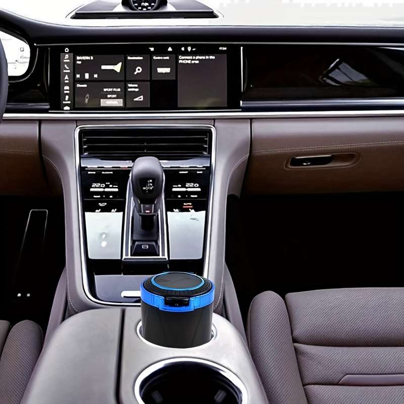 1pc Car-mounted Non-flammable Ashtray ABS + Metal Inner Structure One-Button Automatic Pop-up