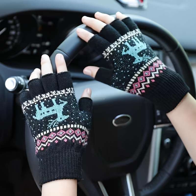 1 Pair Red Warm Gloves