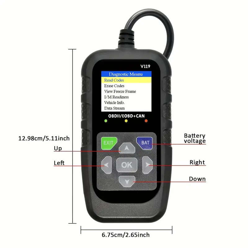 Car Obd2 Scanner Diagnostic Tool Automotive Voltage Tester Engine Fault Code Reader Eobd Can Cha