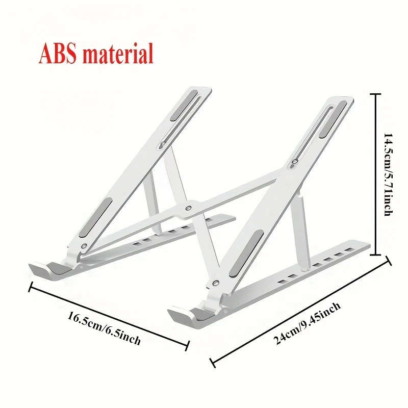 1pc Adjustable Laptop Stand with 7-Angle Tilt Portable Foldable ABS Plastic Helps Improve Airflow Id