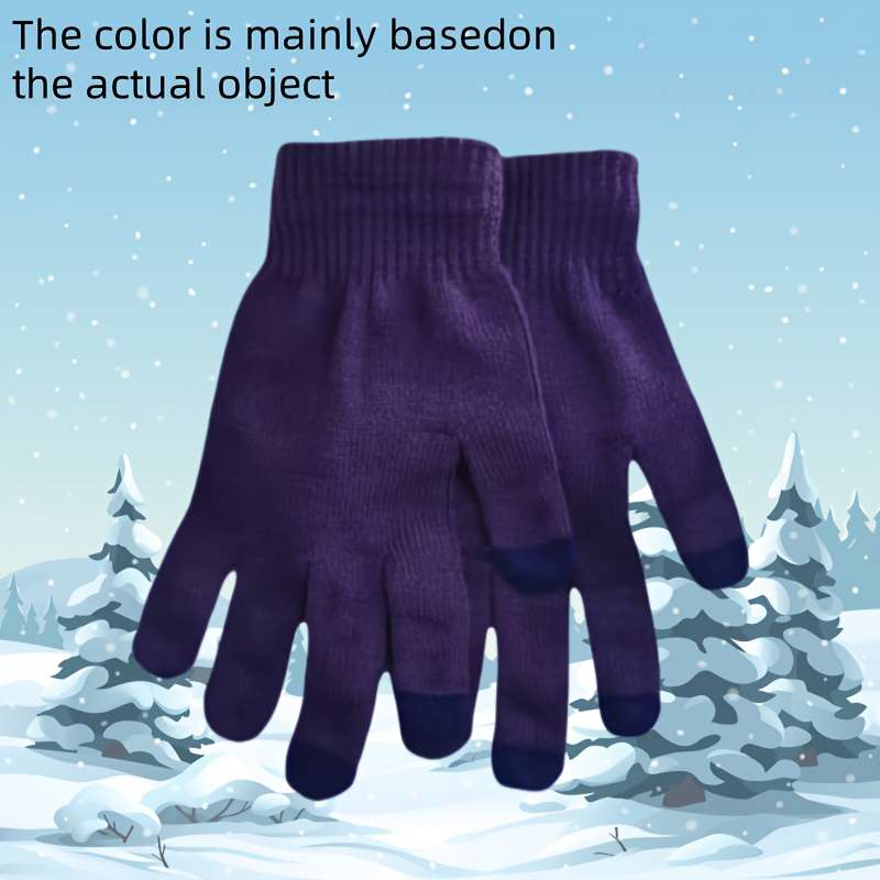 1 Pair Purple Warm Gloves