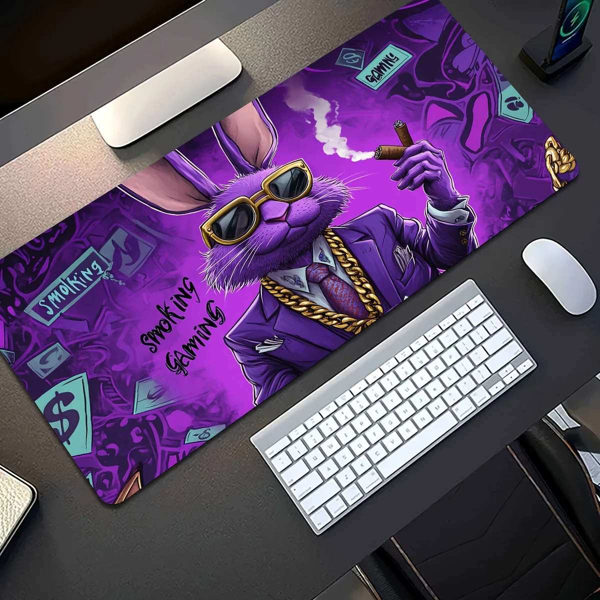 1pc 40x90cm Purple Rabbit Mouse Pad Soft Touch Office Desk Accessory