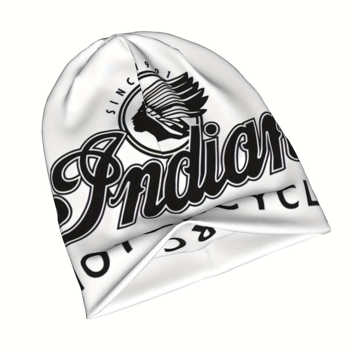 1pc Indian Motorcycles Beanie Hat Soft Thin Polyester Blend Funky Style Bonnet Cap with Log