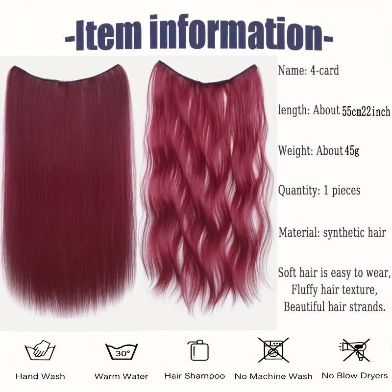 1Pc Raspberry Red 55.88cm Fashion Design Wig
