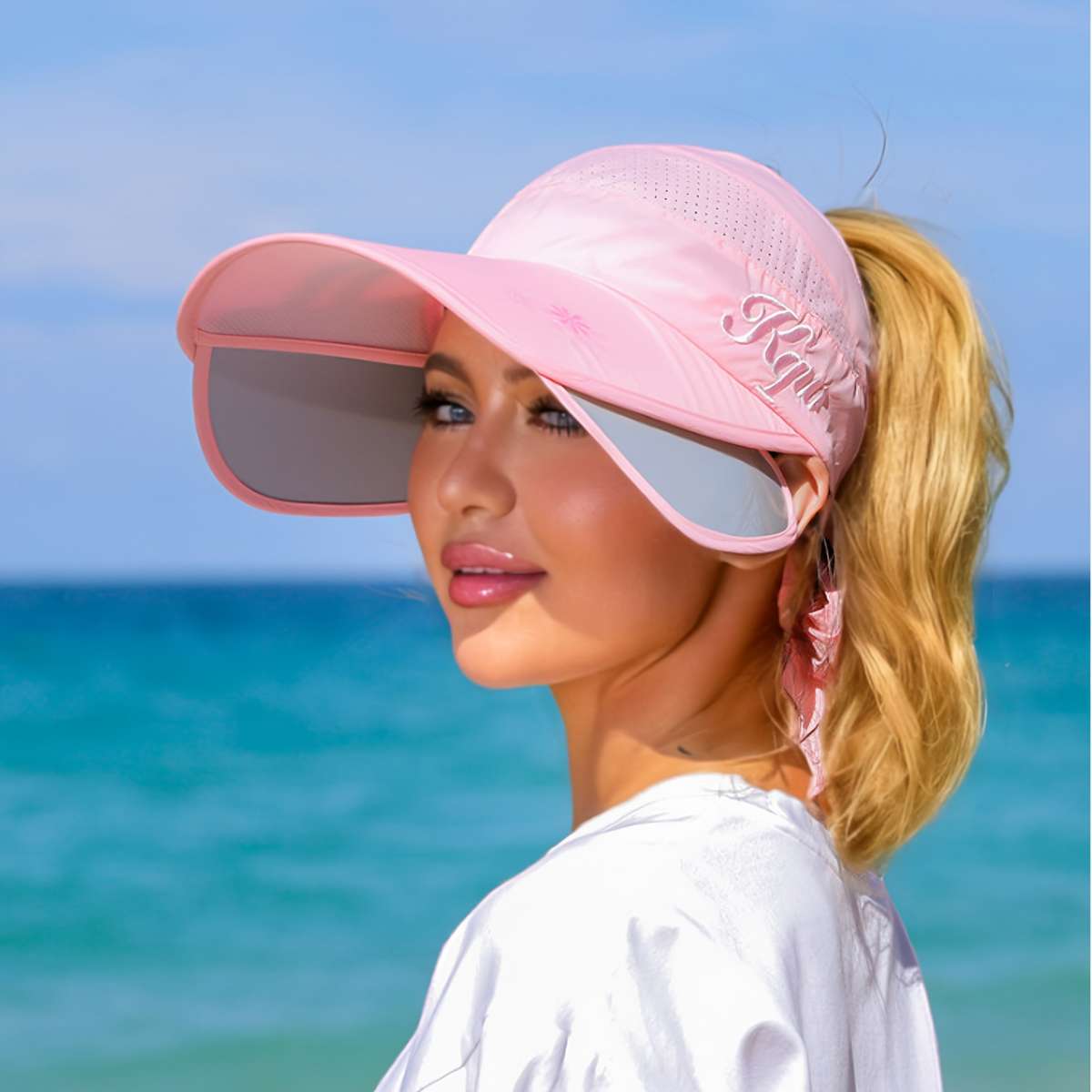 1pc Women's Adjustable Sun Visor Baseball Cap UPF Sun Protection Breathable Mesh Back Wide Brim