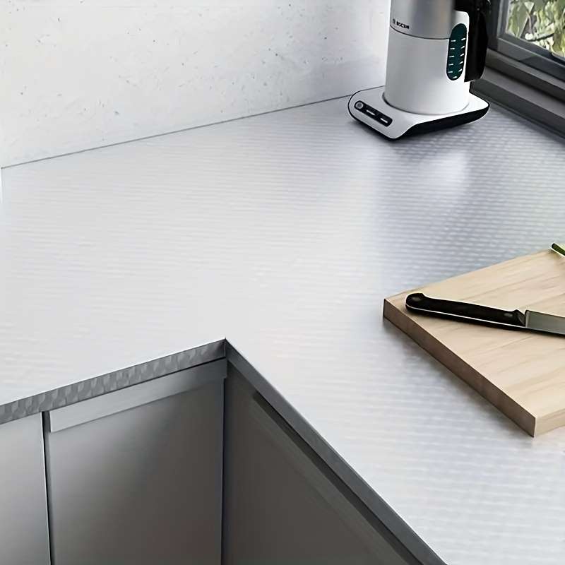 1PC Wall Stickers29.97cmx199.9cmGrid Silver  Cabinet Shelf liner