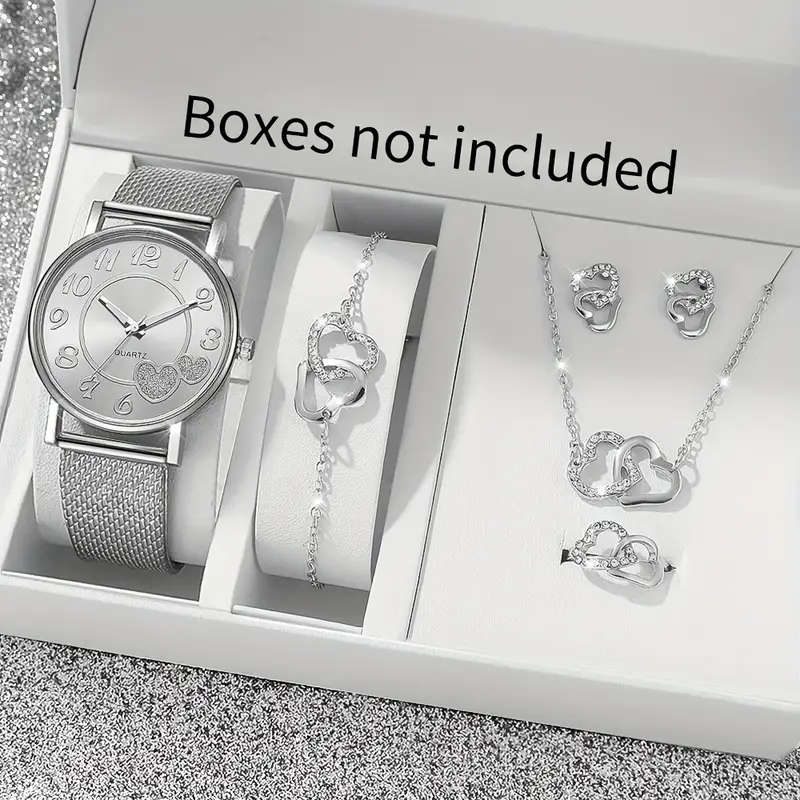 Heart-shaped Quartz Watch And Jewellery Set Of 6pcs