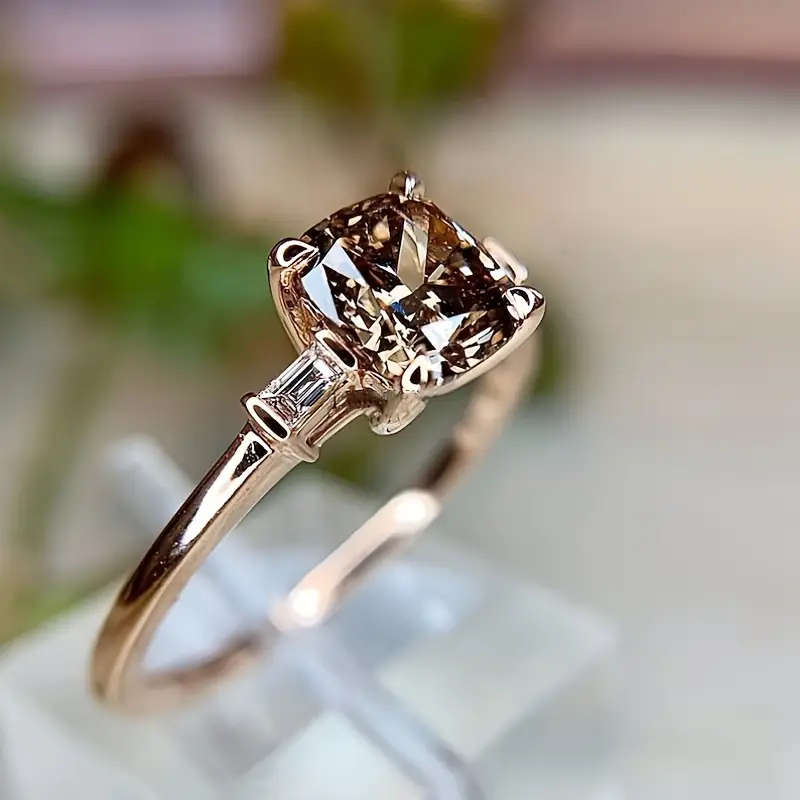 Boho Chic Square Champagne Rhinestone Ring