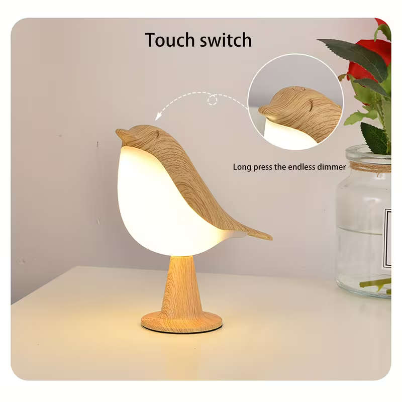 Art Deco Style Bird-Shaped Led Table Lamp mahogany
