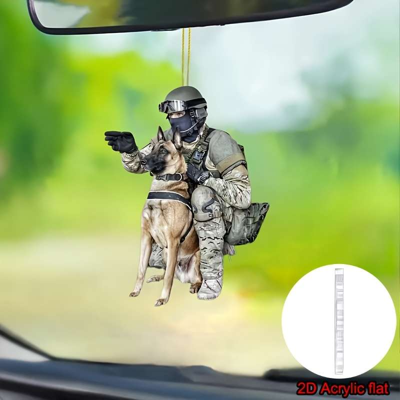 1pc 2D Flat   1 Acrylic Training Dog Car Rearview Mirror Pendant  Multi-Functional Pendan