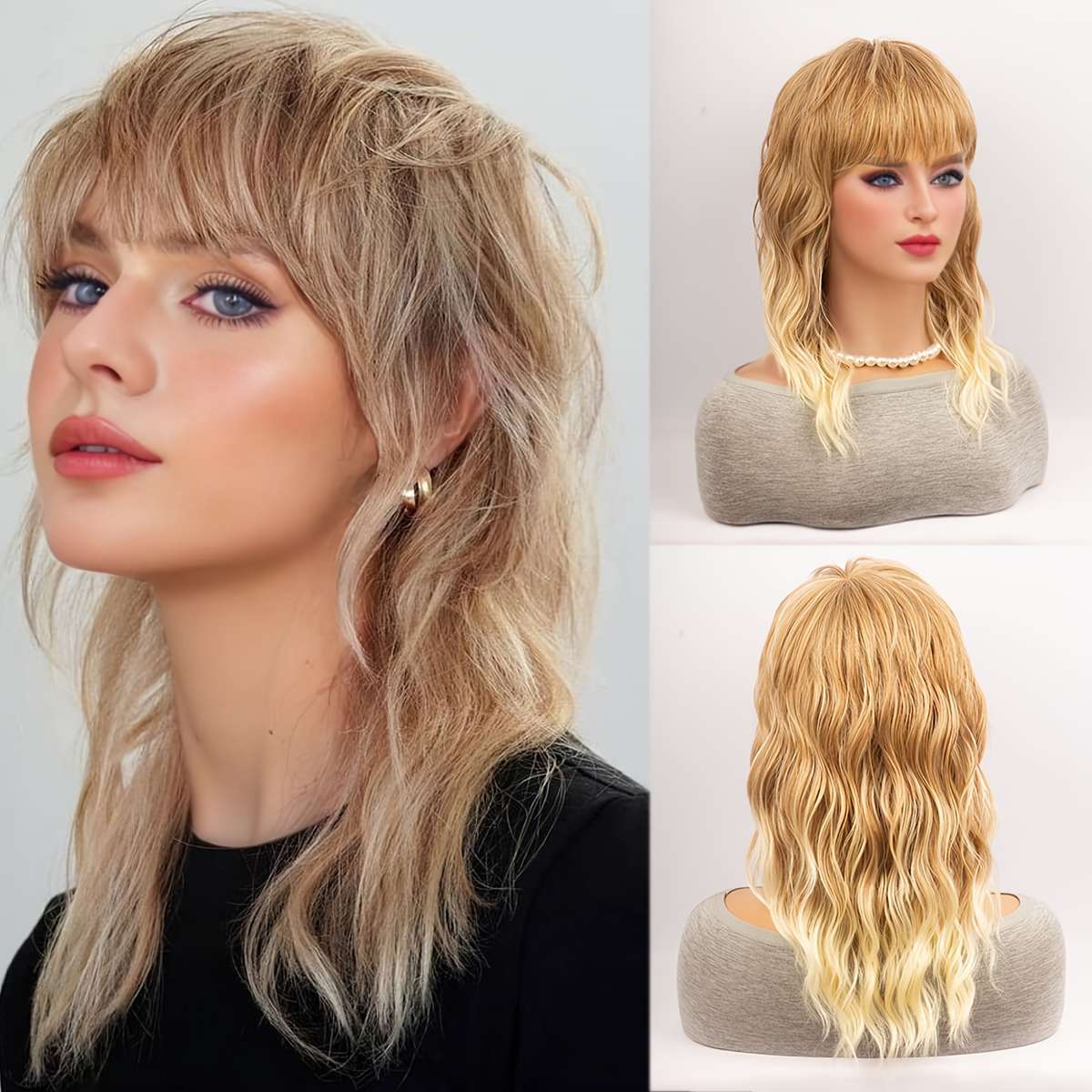 1Pc Dark Blonde To Light Blonde 40.64cm Fashion Design Wig