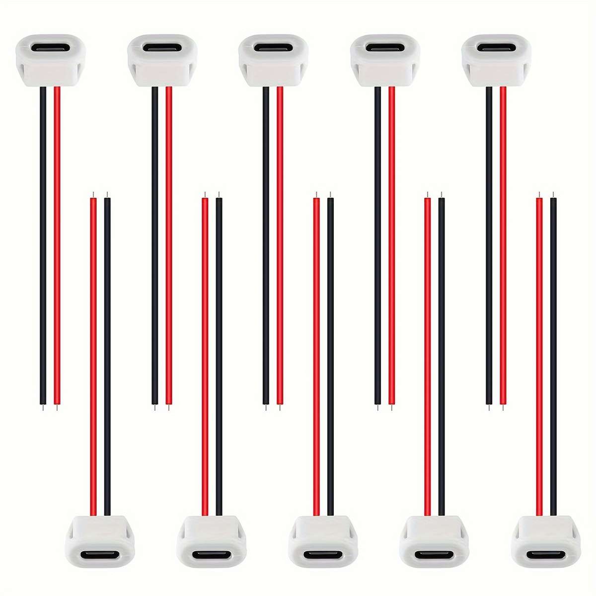 10pcs Type C Female 2P Solderable Usb C Pigtail Extension Cable