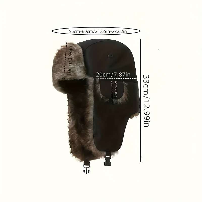1pc Men's Winter Trapper Hat with Ear Flaps High Quality Windproof Insulated Faux Fur Lining A