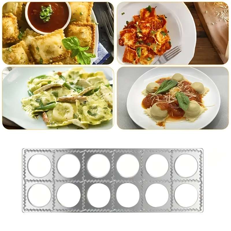12-Hole Aluminum Ravioli Press Mold Manual Italian Dumpling Maker for Pierogi Wonton and Po