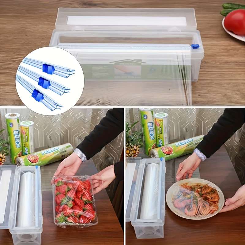 3pcs Multipurpose Plastic Wrap Dispenser with Slide Cutter Reusable Cling Film Foil Parchment