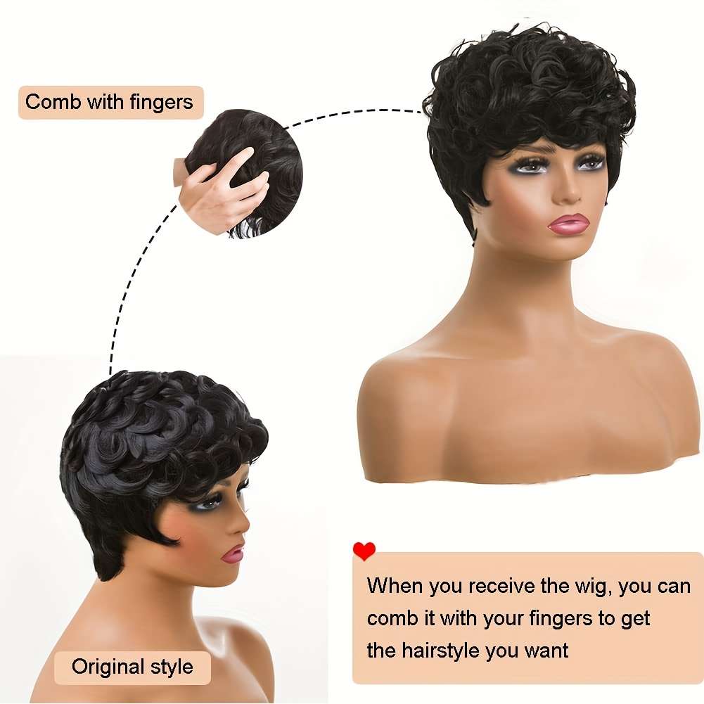 1Pc Black 25.4cm Fashion Design Wig