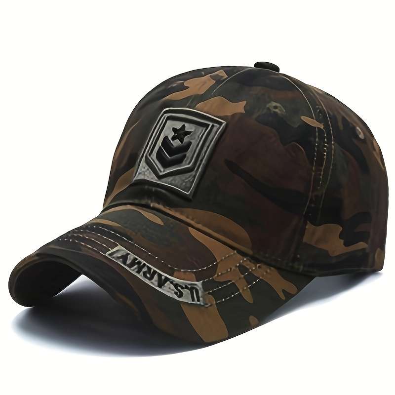 Men'S Baseball Cap with Camouflage and Star Emblem Perfect