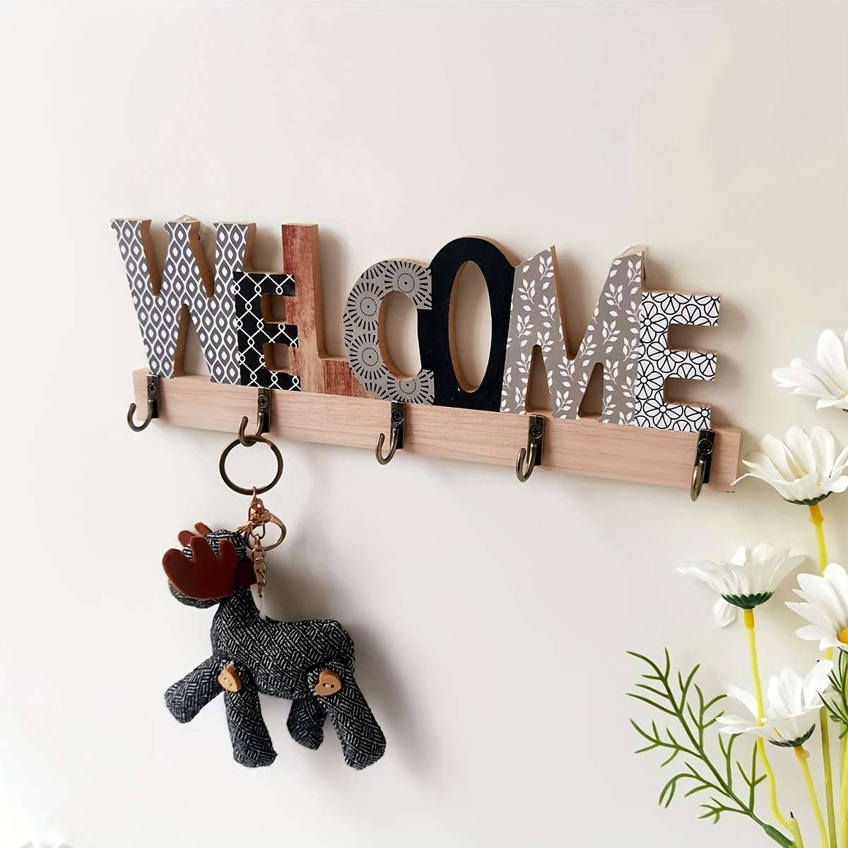 1pc Stylish Letter Design Key Holder for Wall Door and Hat BagPerfect Housewarming and Realtor