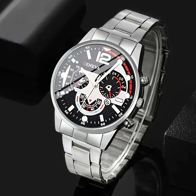 1pc Luxury Men's Quartz Watch Set Business and Casual Timepiece Suitable for School Opening Christma