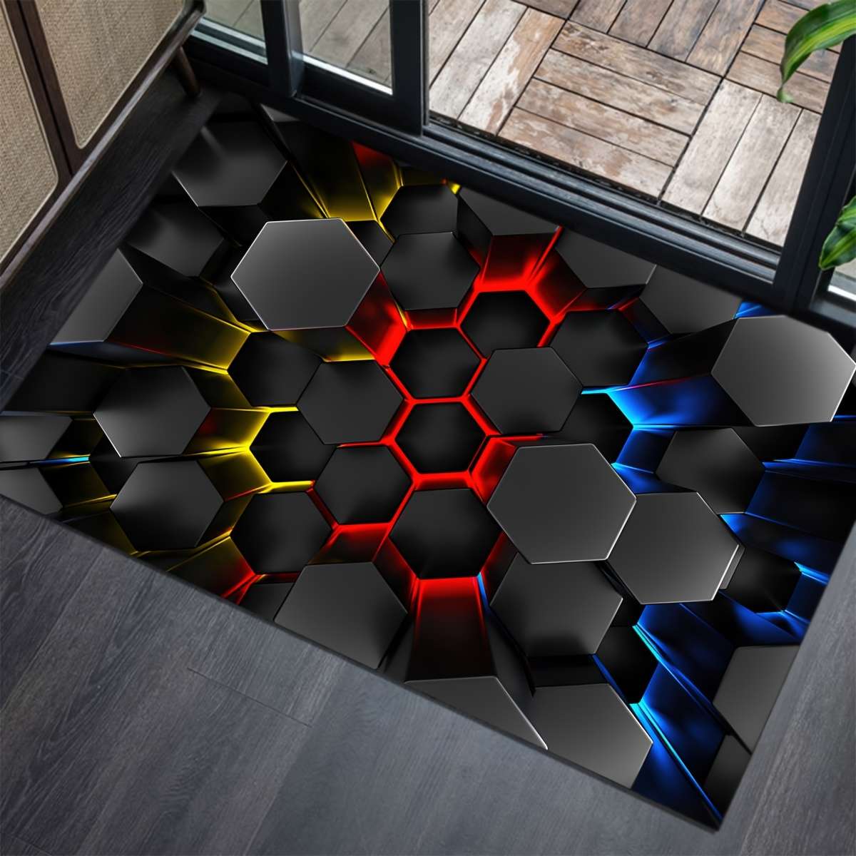 1Pc 100x150cm 39.3x59inch Hexagon Floor Mat