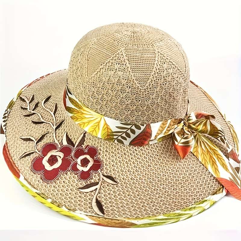 1pc Cartoon Women'S Fashion Beach Sun Hat Braid Fitted Hand Wash Only with Drawstring Closure a