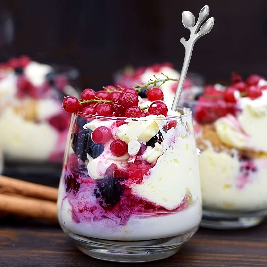 10Pcs Elegant Leaf Design Coffee Spoons Stainless Steel