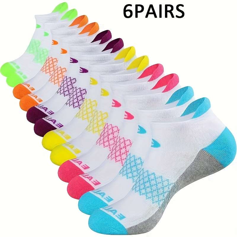 6 Pairs Mixed Color White One Size High Elastic Socks