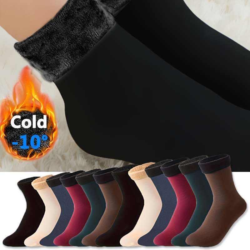 Sock Black 6 Pairs Flannel Warmth One Size