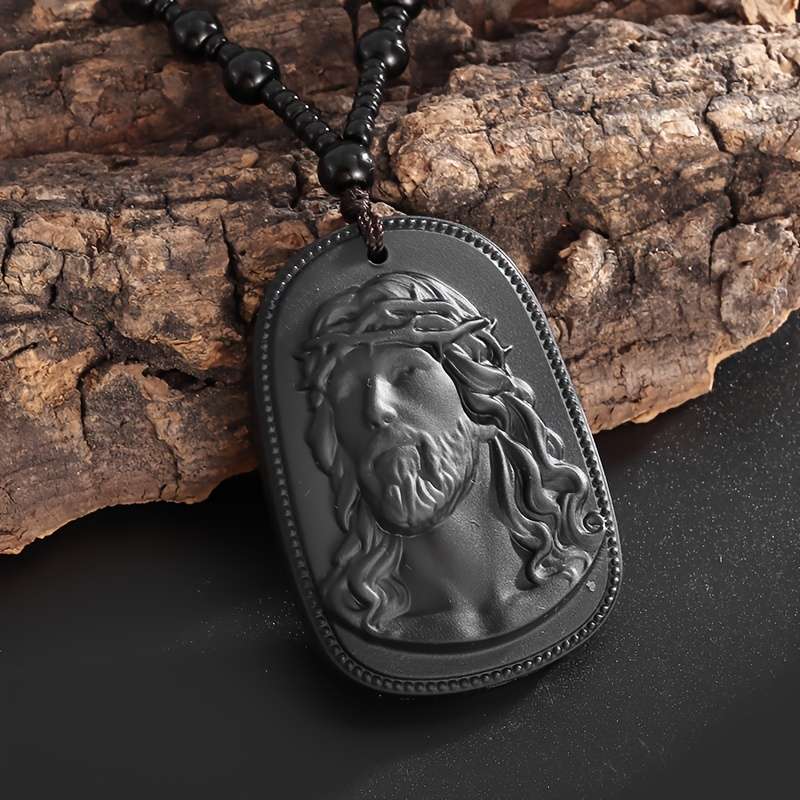 1 Piece Green Jesus Theme Pendant