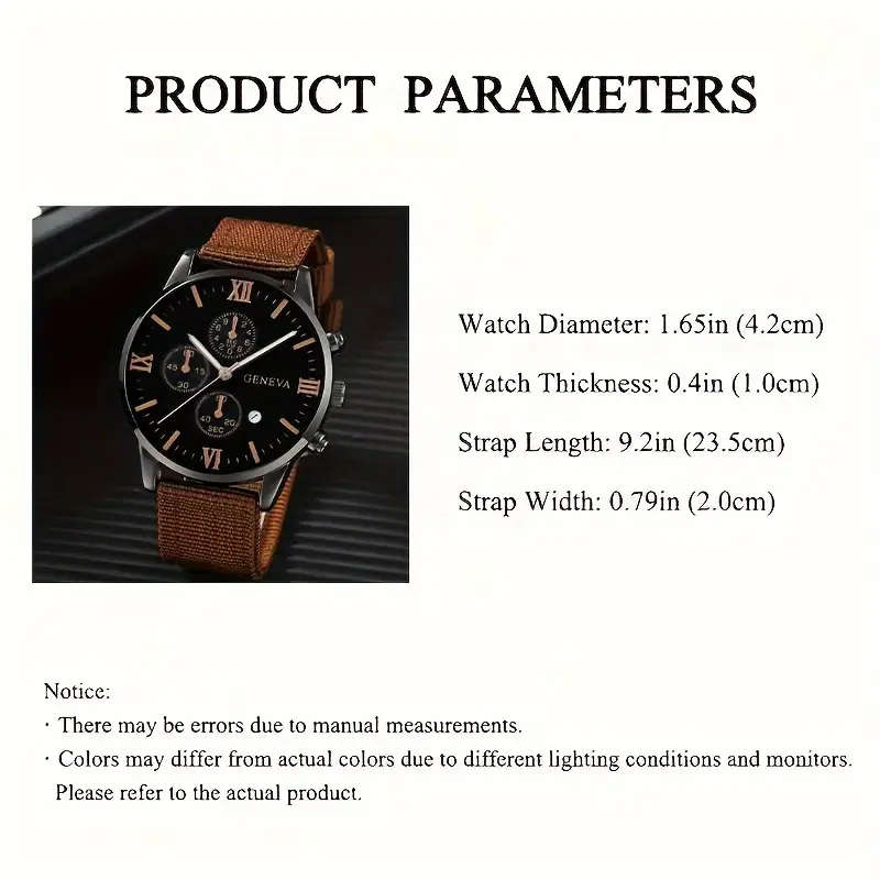 Men's Casual Simple Calendar Watch & Bracelet Set - 4pcs