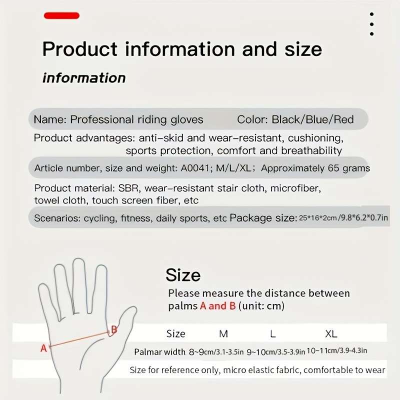 1 Pair Black Size L Outdoor Sports Gloves