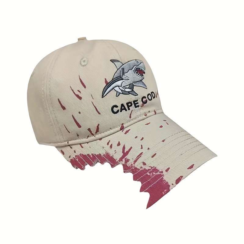 Cape Code Shark Baseball Cap Distressed Design With Shark Logo Breathable Cotton Perfect Fo