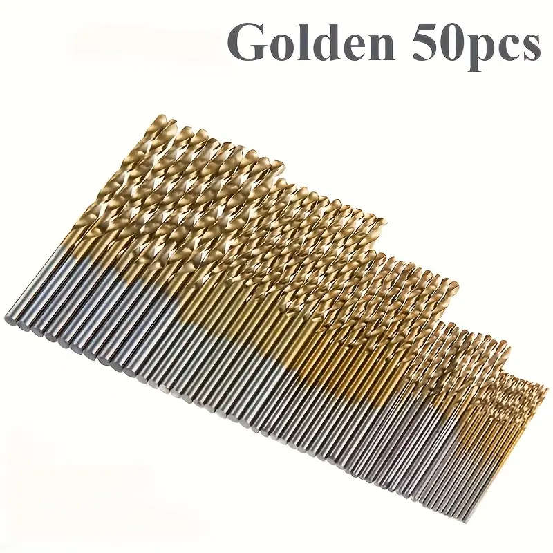 50-Piece Titanium Coated High-Speed Steel Drill Bits