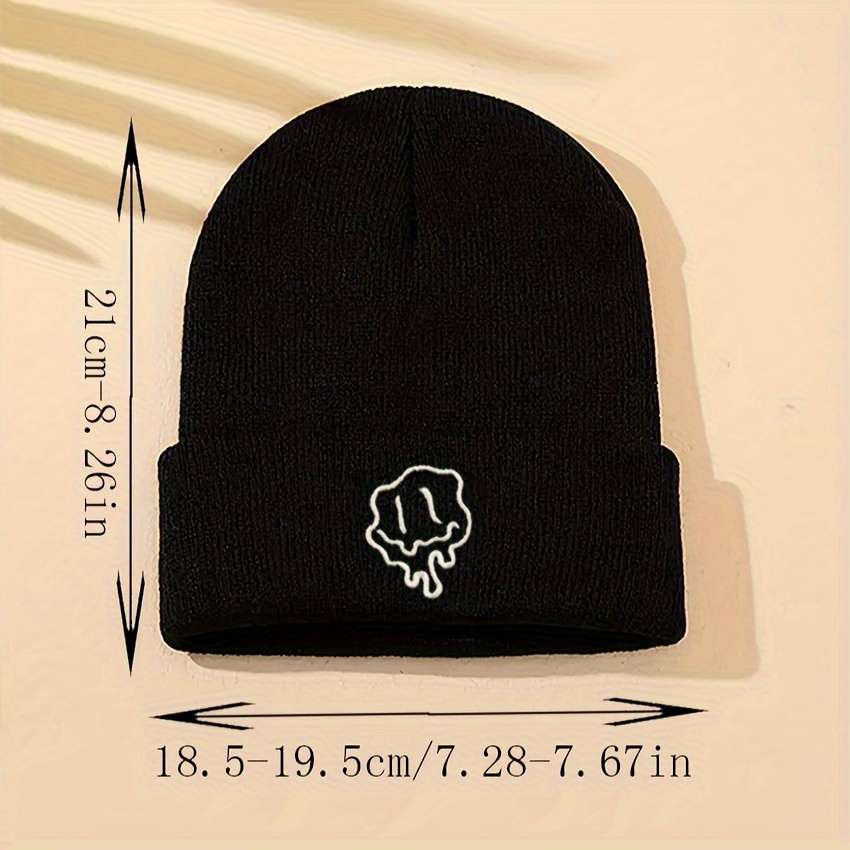 1pc Acrylic Knit Beanie Hat Casual Style Solid Color Warm Cap with Medium Stretch Hand Washab